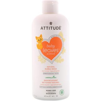 ATTITUDE, BABY LEAVES SCIENCE, NATURAL BUBBLE WASH, PEAR NECTAR, 16 FL OZ / 473ml