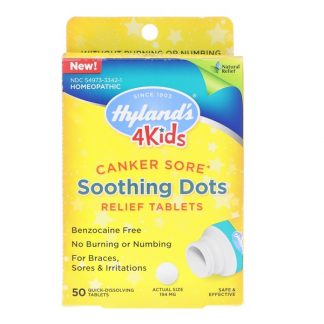 HYLAND'S, 4 KIDS, CANKER SORE, SOOTHING DOTS RELIEF TABLETS, 50 QUICK-DISSOLVING TABLETS