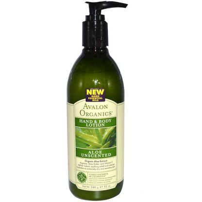 AVALON ORGANICS, HAND & BODY LOTION, ALOE UNSCENTED, 12 OZ / 340g