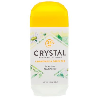 CRYSTAL BODY DEODORANT, INVISIBLE SOLID DEODORANT, CHAMOMILE & GREEN TEA, 2.5 OZ / 70g