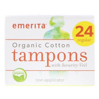 EMERITA, ORGANIC COTTON TAMPONS WITH SECURITY VEIL, NON-APPLICATOR, SUPER, 16 TAMPONS