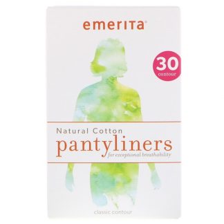 EMERITA, NATURAL COTTON PANTYLINERS, CLASSIC CONTOUR, 30 PANTYLINERS