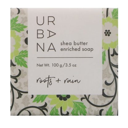 EUROPEAN SOAPS, LLC, URBANA, SHEA BUTTER ENRICHED SOAP, ROOTS + RAIN, 3.5 OZ / 100g