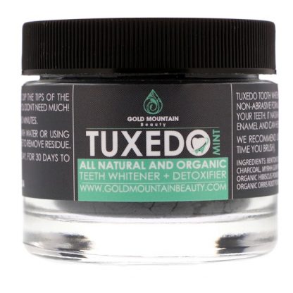 GOLD MOUNTAIN BEAUTY, TUXEDO, ALL NATURAL AND ORGANIC TEETH WHITENER + DETOXIFIER, MINT, 32 G