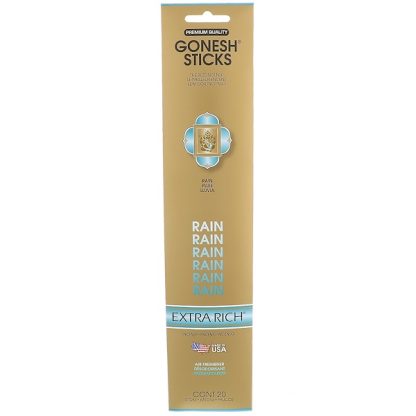 GONESH, EXTRA RICH INCENSE STICKS, RAIN, 20 STICKS