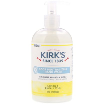 KIRK'S, ODOR NEUTRALIZING HAND WASH, LEMON & EUCALYPTUS, 12 FL OZ / 355ml