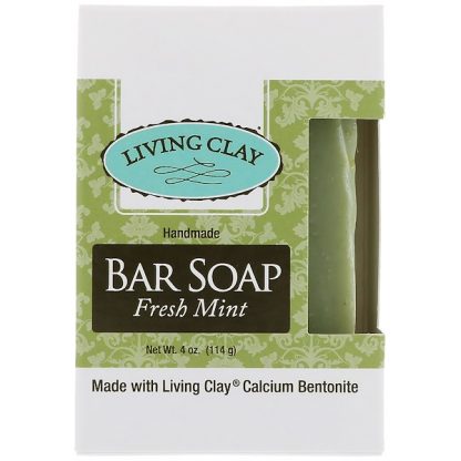 LIVING CLAY, HANDMADE BAR SOAP, FRESH MINT, 4 OZ / 114g