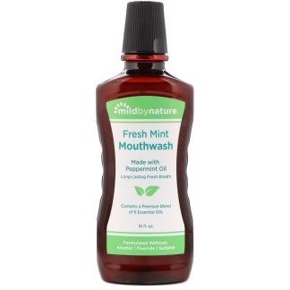 MILD BY NATURE, MOUTH WASH, MADE WITH PEPPERMINT OIL, LONG-LASTING FRESH BREATH, FRESH MINT, 16 FL OZ
