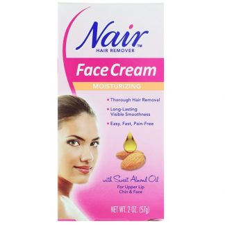 NAIR , HAIR REMOVER, MOISTURIZING FACE CREAM, FOR UPPER LIP, CHIN AND FACE, 2 OZ / 57g