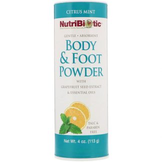 NUTRIBIOTIC, BODY & FOOT POWDER WITH GRAPEFRUIT SEED EXTRACT & ESSENTIAL OILS, CITRUS MINT, 4 OZ / 113g
