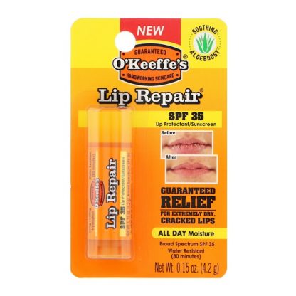 O'KEEFFE'S, LIP REPAIR, SOOTHING ALOEBOOST, SPF 35, 0.15 OZ / 4.2g