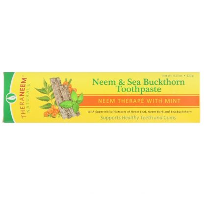 ORGANIX SOUTH, NEEM & SEA BUCKTHORN TOOTHPASTE, NEEM THERAPE WITH MINT, 4.23 OZ / 120g