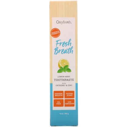 OXYFRESH, FRESH BREATH, LEMON MINT TOOTHPASTE WITH OXYGENE & ZINC, 5 OZ / 142g