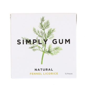 SIMPLY GUM, GUM, NATURAL FENNEL LICORICE, 15 PIECES