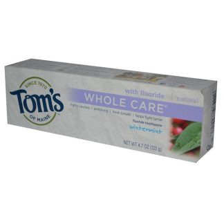 TOM'S OF MAINE, WHOLE CARE, FLUORIDE TOOTHPASTE, WINTERMINT, 4.7 OZ / 133g