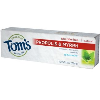 TOM'S OF MAINE, PROPOLIS & MYRRH, FLUORIDE-FREE TOOTHPASTE, SPEARMINT, 5.5 OZ / 155.9g