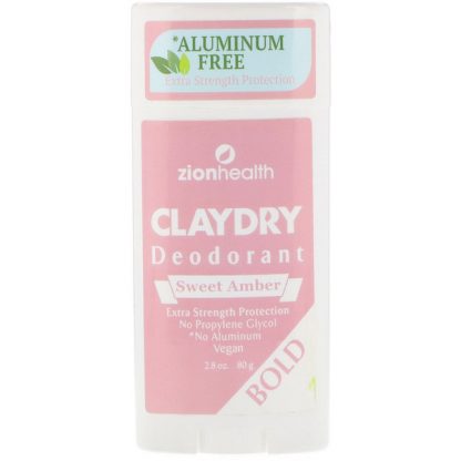 ZION HEALTH, CLAYDRY DEODORANT, BOLD, SWEET AMBER, 2.8 OZ / 80g