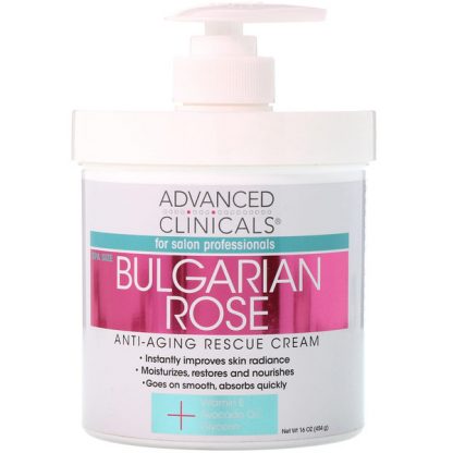 ADVANCED CLINICALS, ANTI-AGING RESCUE CREAM, BULGARIAN ROSE, 16 OZ / 454g