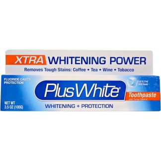 PLUS WHITE, XTRA PLUS WHITE TOOTHPASTE WITH TARTAR CONTROL, COOL & CRISP MINT FLAVOR, 3.5 OZ / 100g