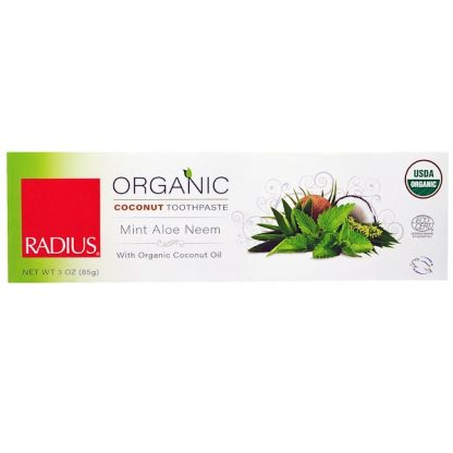 RADIUS, USDA ORGANIC COCONUT TOOTHPASTE, MINT ALOE NEEM, 3 OZ / 85g