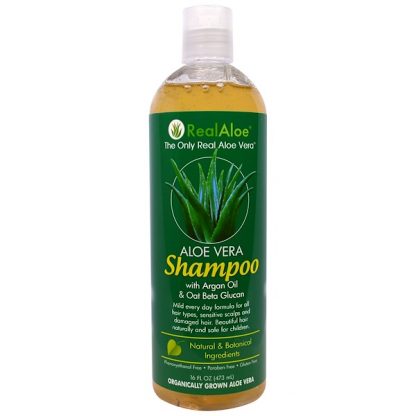 REAL ALOE INC., ALOE VERA SHAMPOO WITH ARGAN OIL & OAT BETA GLUCAN, 16 FL OZ / 473ml