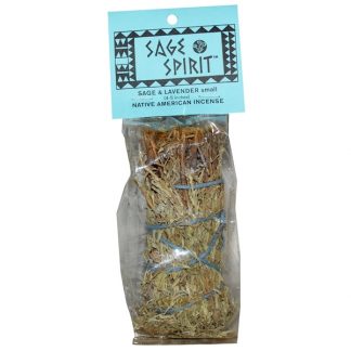 SAGE SPIRIT, NATIVE AMERICA INCENSE, SAGE & LAVENDER, SMALL (4-5 INCHES), 1 SMUDGE WAND