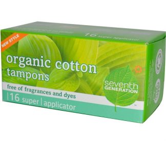 SEVENTH GENERATION, ORGANIC COTTON TAMPONS, SUPER, FRAGRANCE AND DYE FREE, 16 TAMPONS