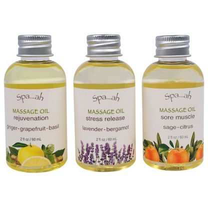 SMITH & VANDIVER, SPA...AH, MASSAGE OILS SAMPLER, 3 PIECE SET, 2 FL OZ / 60ml EACH