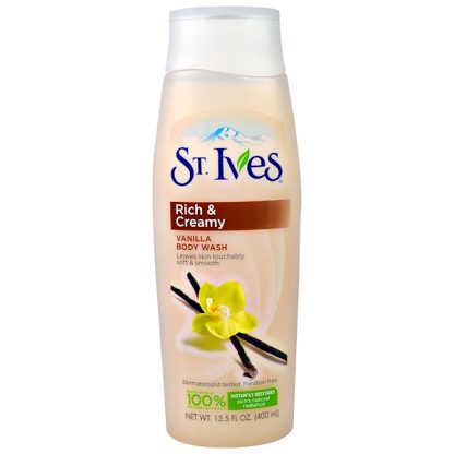 ST. IVES, RICH & CREAMY, VANILLA BODY WASH, 13.5 FL OZ / 400ml