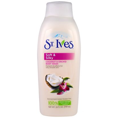 ST. IVES, SOFT & SILKY, BODY WASH, COCONUT & ORCHID, 24 FL OZ / 709ml