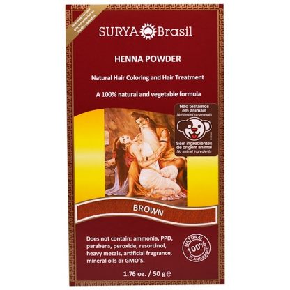 SURYA BRASIL, HENNA POWDER, NATURAL HAIR COLORING AND HAIR TREATMENT, BROWN, 1.76 OZ / 50g