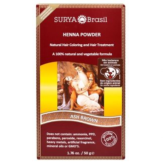 SURYA BRASIL, HENNA POWDER, NATURAL HAIR COLORING AND HAIR TREATMENT, ASH BROWN, 1.76 OZ / 50g