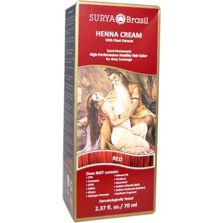 SURYA BRASIL, HENNA CREAM, HAIR COLOR & CONDITIONER TREATMENT, RED, 2.37 FL OZ / 70ml