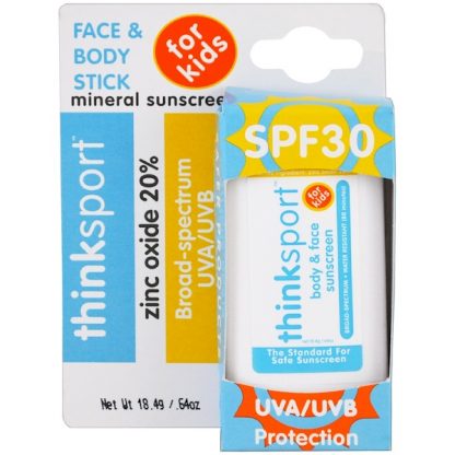 THINK, THINKSPORT, FACE & BODY, SUNSCREEN STICK, FOR KIDS, SPF 30, .64 OZ / 18.4g