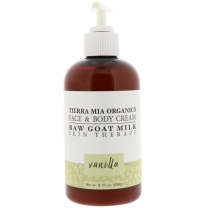 TIERRA MIA ORGANICS, RAW GOAT MILK SKIN THERAPY, FACE & BODY CREAM, VANILLA, 8 FL OZ / 226g