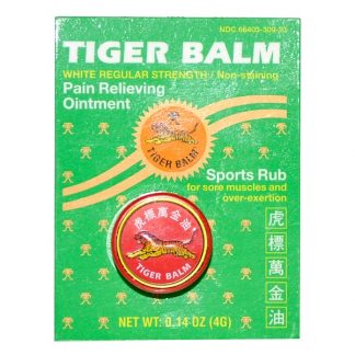 TIGER BALM, PAIN RELIEVING OINTMENT, WHITE REGULAR STRENGTH, 0.14 OZ / 4g