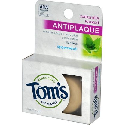 TOM'S OF MAINE, NATURALLY WAXED ANTIPLAQUE FLAT FLOSS, SPEARMINT, 30 M (32 YDS)