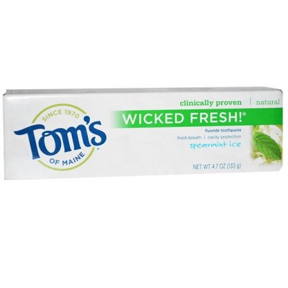 TOM'S OF MAINE, WICKED FRESH!, FLUORIDE TOOTHPASTE, SPEARMINT ICE, 4.7 OZ / 133g