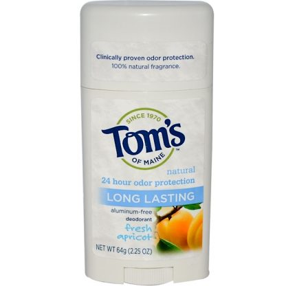 TOM'S OF MAINE, NATURAL LONG LASTING DEODORANT, ALUMINUM-FREE, FRESH APRICOT, 2.25 OZ / 64g