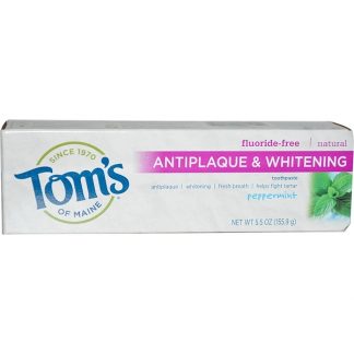 TOM'S OF MAINE, ANTIPLAQUE & WHITENING, FLUORIDE-FREE TOOTHPASTE, PEPPERMINT, 5.5 OZ / 155.9g