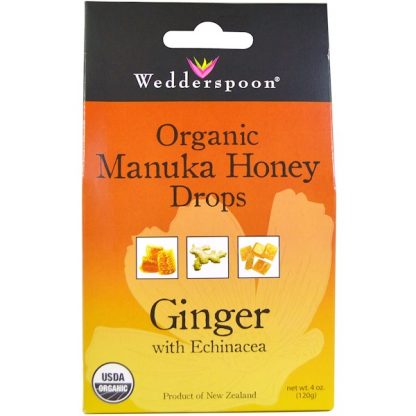 WEDDERSPOON, ORGANIC MANUKA HONEY DROPS, GINGER WITH ECHINACEA, 4 OZ / 120g