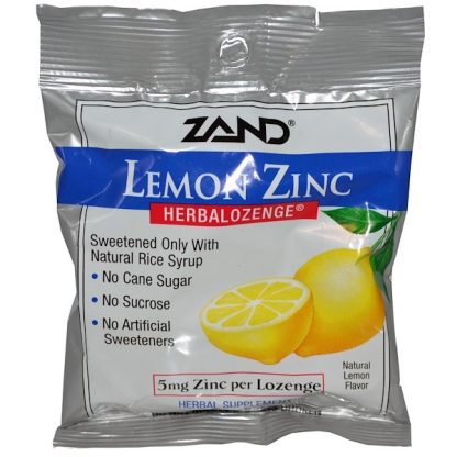 ZAND, LEMON ZINC, HERBALOZENGE, NATURAL LEMON FLAVOR, 15 LOZENGES