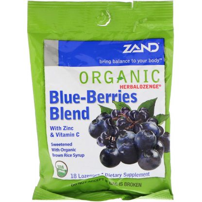 ZAND, ORGANIC HERBALOZENGE, BLUE-BERRIES BLEND, 18 LOZENGES