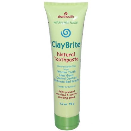 ZION HEALTH, CLAYBRITE, NATURAL TOOTHPASTE, NATURAL MINT FLAVOR, 3.2 OZ / 92g