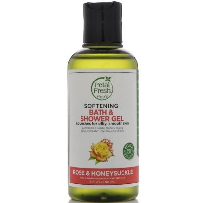 PETAL FRESH, PURE, SOFTENING BATH & SHOWER GEL, ROSE & HONEYSUCKLE, 3 FL OZ / 90ml