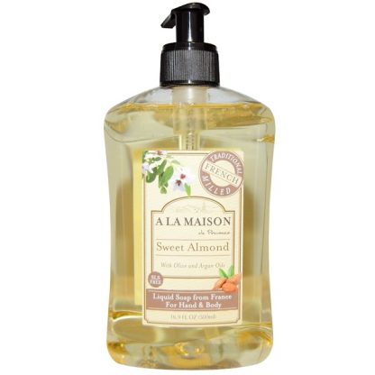 A LA MAISON DE PROVENCE, HAND AND BODY LIQUID SOAP, SWEET ALMOND, 16.9 FL OZ / 500ml