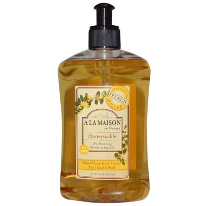 A LA MAISON DE PROVENCE, HAND & BODY LIQUID SOAP, HONEYSUCKLE, 16.9 FL OZ / 500ml