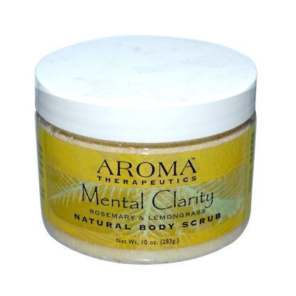 ABRA THERAPEUTICS, NATURAL BODY SCRUB, MENTAL CLARITY, ROSEMARY & LEMONGRASS, 10 OZ / 283g