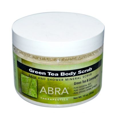 ABRA THERAPEUTICS, GREEN TEA BODY SCRUB, GREEN TEA & LEMONGRASS, 10 OZ / 283g