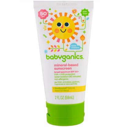 BABYGANICS, MINERAL BASED SUNSCREEN LOTION, SPF 50+, 2 OZ / 59ml